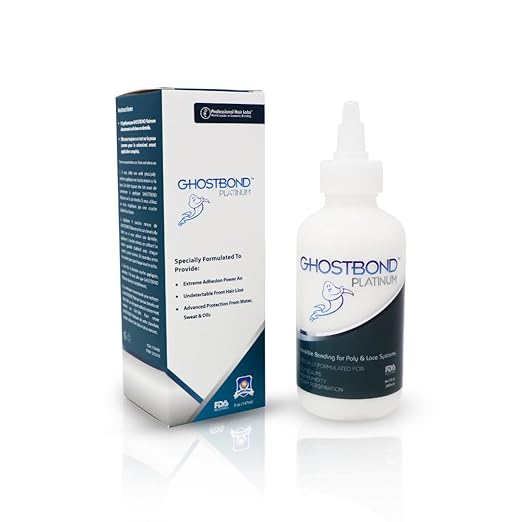 GHOSTBOND Platinum Water Resistant Wig Glue for Extreme Heat - 5oz - Hair Replacement Adhesive for Poly and Lace Wigs. Invisible Bonding Hair Glue - Strong Hold Lace Front Glue