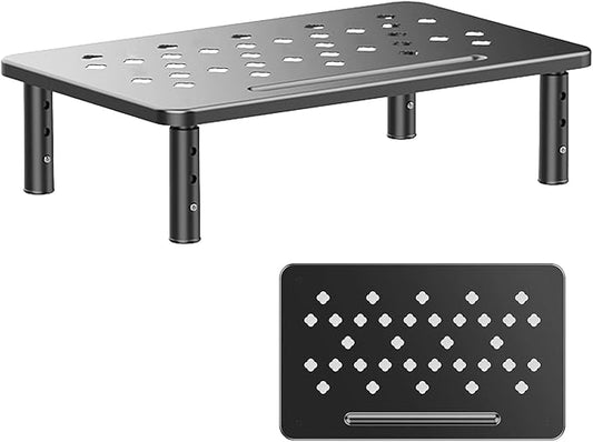 Computer Monitor Stand for Desk,Laptop Stand,Printer Stand,Adjustable and Stackable Height Increasing Storage Rack Suitable for Office, Home, and School Supplies,Black