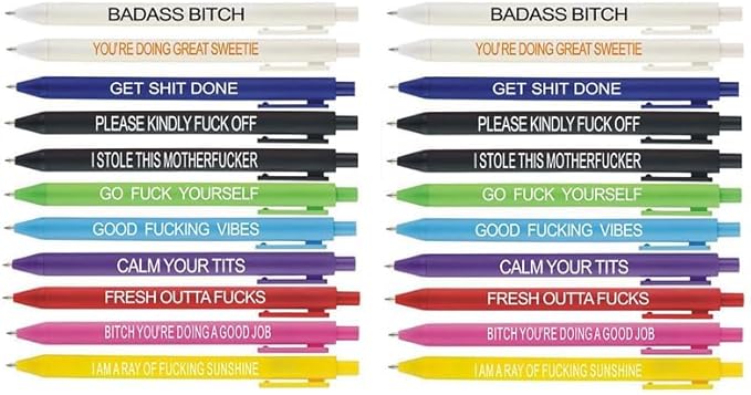 22Pcs Funny Pens Set for Adults, Swear Word Daily Ballpoint Novelty Pens, Set Days of The Week Dirty Cuss Word Pens for Each Day Funny Office Gifts for Coworkers