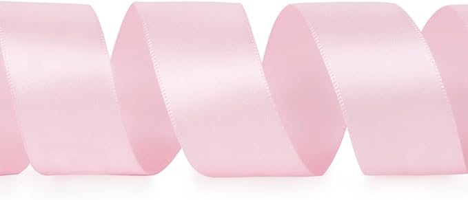 Ribbli Double Faced Light Pink Baby Pink Satin Ribbon,1” x Continuous 25 Yards,Use for Bows Bouquet,Gift Wrapping,Baby Shower,Floral Arrangement