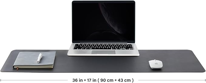 HOMIEAZICOZI Leather Desk Mat - Non-Slip PU Desk Pad for Office and Home - Desk Organization and Accessories - Ideal for Large Mouse Pad and Desk Mats on Top of Desks (Black,36''x 17'') (DPD-B-L)