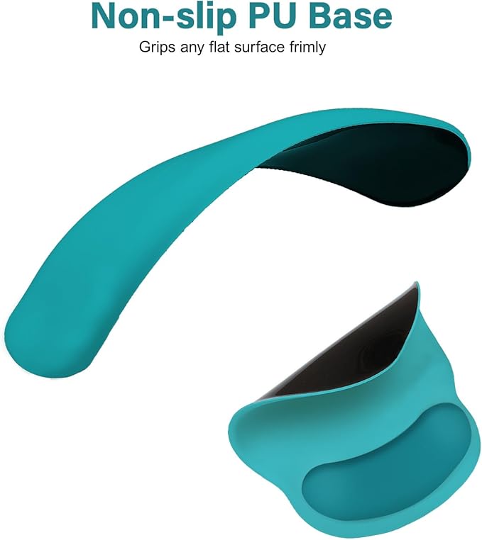 MOSISO Wrist Rest Support for Mouse Pad&Keyboard Set, Circle Curved Ergonomic Mousepad&Coaster Non-Slip Base Home/Office Pain Relief&Easy Typing Pad with Soft Cloth&Silicone Lining, Teal Green