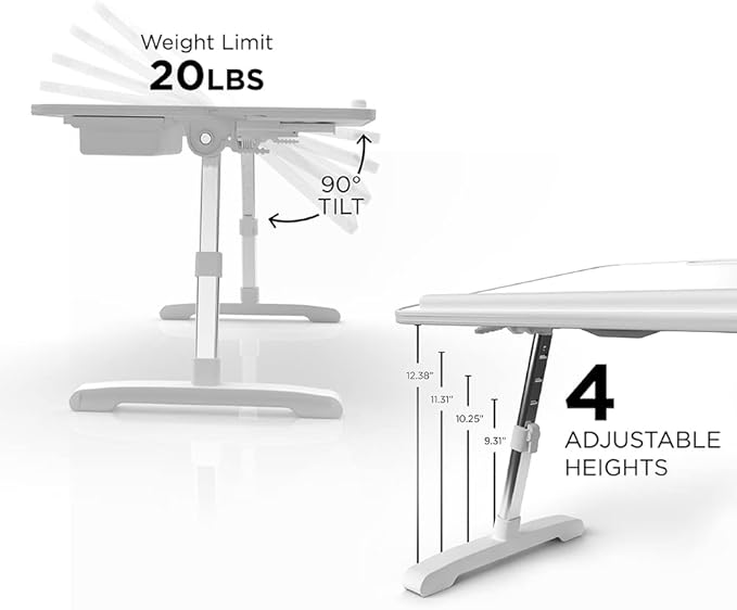 Limitless TotalDesk Portable Workstation and Lap Desk with Adjustable Height & Tilt (White)