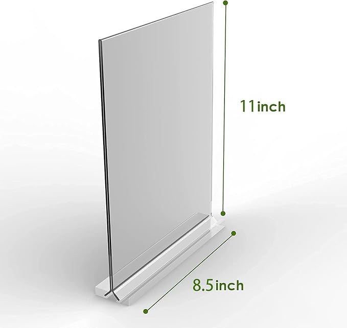 Acrylic Sign Holder 8.5x11 Inches 12 Pack T Shape Desktop Display Stand Vertical Double Sided Clear Table Menu Flyer Holder for Restaurants, Office, Shop, Wedding