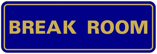 Standard Break Room Door or Wall Sign - Blue/Gold - Small 1 Pack