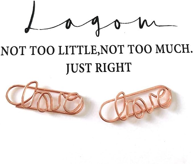 OWLFAVO 40pcs Love Shape Paper Clips with Clear Box, Rose Gold and Yellow Gold, Funny Cute Paperclips Bookmarks Planner Clips for Fun Office Supplies School Gifts Wedding Decoration