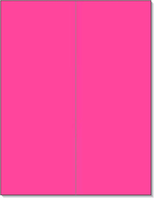 NextDayLabels - 8-1/2 x 11 Neon Color High Light Fluorescent Labels for Laser & Inkjet Printer (Pink Fluorescent, 4-1/4" x 11" - 2 Per Page | 50 Labels)