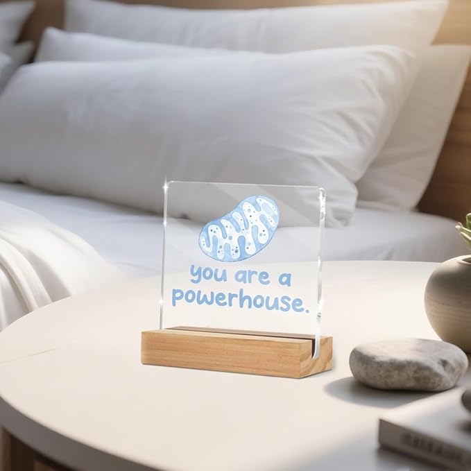 Biology Gifts for Women Men, Science Motivational Quote Sign, Thank You Gifts for Home Office Desk Acrylic Decorative Signs for Teachers Colleague Healthcare Providers, 4 x 4 Inch