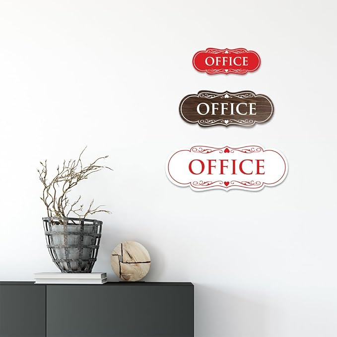All Quality Designer Office Sign | Easy Installation - White - Medium (1 Pack)