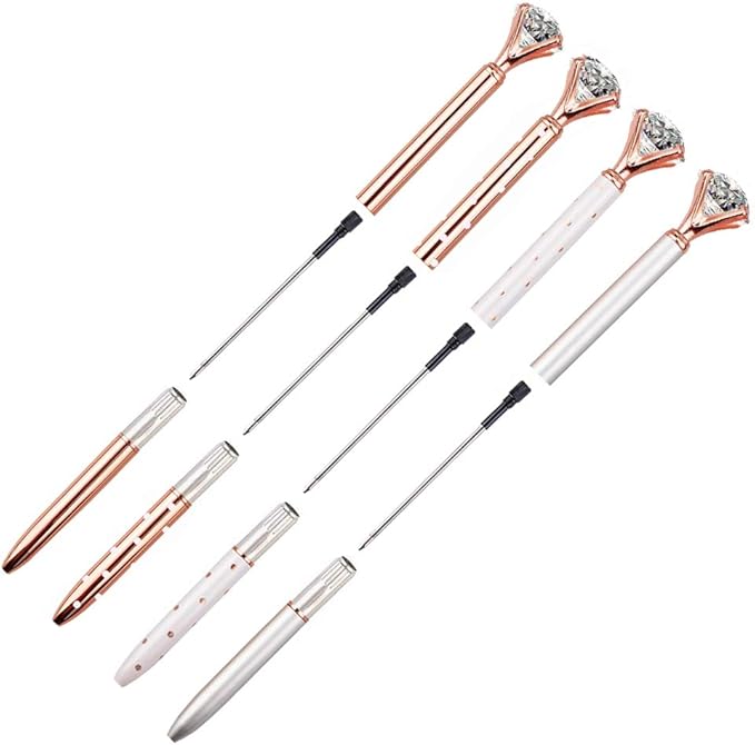 Diamond Pens Large Crystal Diamond Ballpoint Pen Bling Metal Ballpoint Pen Office and School (4pack)