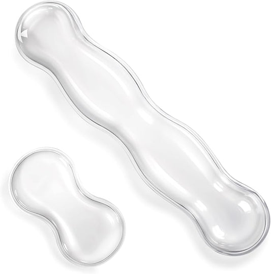 Gel Wrist Rest for Keyboard Clear Anti-Slip Mouse Pad Cute Ergonomic White Silicone Computer Wrist Rest Set for Keyboard Relieve Office Typing or Gaming Wrists Pain