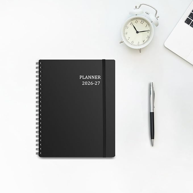 Tiankool Planner 2026-2027 - Jan 2026-Jun 2027 Weekly Monthly Planner with 18 Monthly Tabs, Elastic Closure, Inner Pocket, Round Corner,5.8" x 8.25"- Black