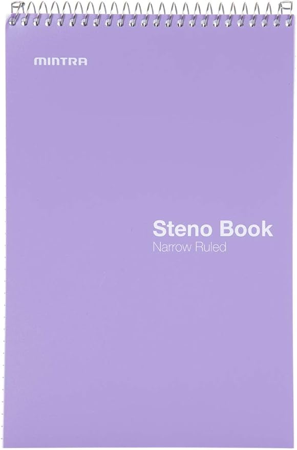 Mintra Office Steno Books - (Pastel 8PK - Lavender, Sage, Salmon, Spring Pink) - Narrow Ruled Paper, 6" x 9", 100 sheets for Writing Notes in School, University, College, Work, Office