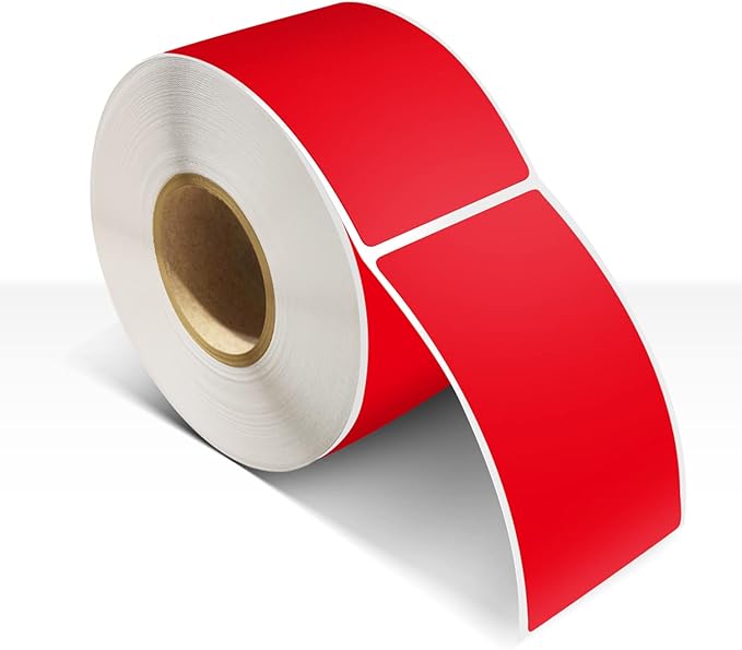 Rectangle Labels Sticker 3×5 Inch Vinyl Floor Stickers Color Coding Name Tags Roll Removable 200 PCS, Red