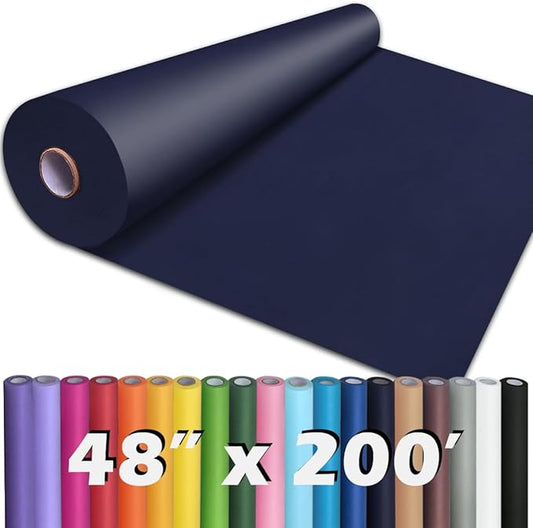 PerkHomy 48" x 2,400" (200') Navy Blue Kraft Paper Roll for Craft Bulletin Board Paper Art Table Covering Crafting Gift Wrapping Bouquet Packing Parcel 80GSM 55LB (Navy Blue, 48" x 200')