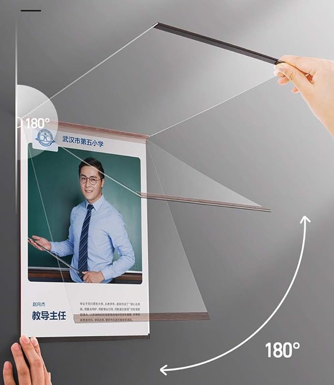 Wall Mount Acrylic Sign Holder Self Adhesive Magnetic Display Frame Clear Document Frame for Office, Store, School, Home, Wall Picture Frame (Vertical A4 210×297mm/8.27×11.69inches)