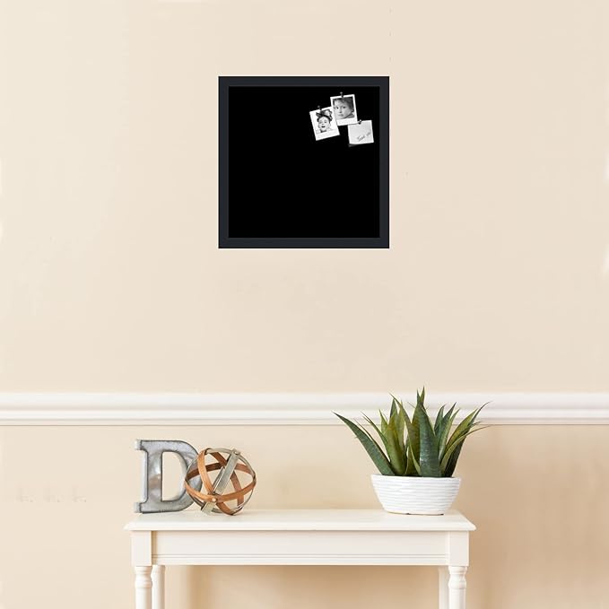 PinPix 15x15 Inch Cork Bulletin Board. This Decorative Framed Pin Board Comes with Solid Black Design and a Satin Black Frame. Ideal for Home Office Decor or Message Board (PinPix-622)
