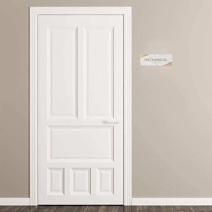 Mechanical Sign with Braille/Small Business Easy Adhesive Mount Door and Wall Sign / 3" x 9" Light Marble Design