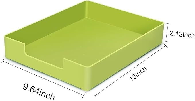 Letter-Size Tray, A4 Plastic Paper Holder File Organizer, Stackable Letter Tray for Office, School, Home Storage (Green)