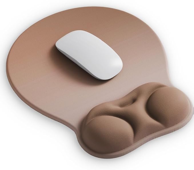 Ergonomic Mouse Pad with Wrist Rest Support&Gel Cushion for Desk; Cute Computer Decor Accessories for Women. Small Mousepad Mat Laptop Pads for Office&Home. Ergo Supplies & Aesthetic (02Mocha Sand)