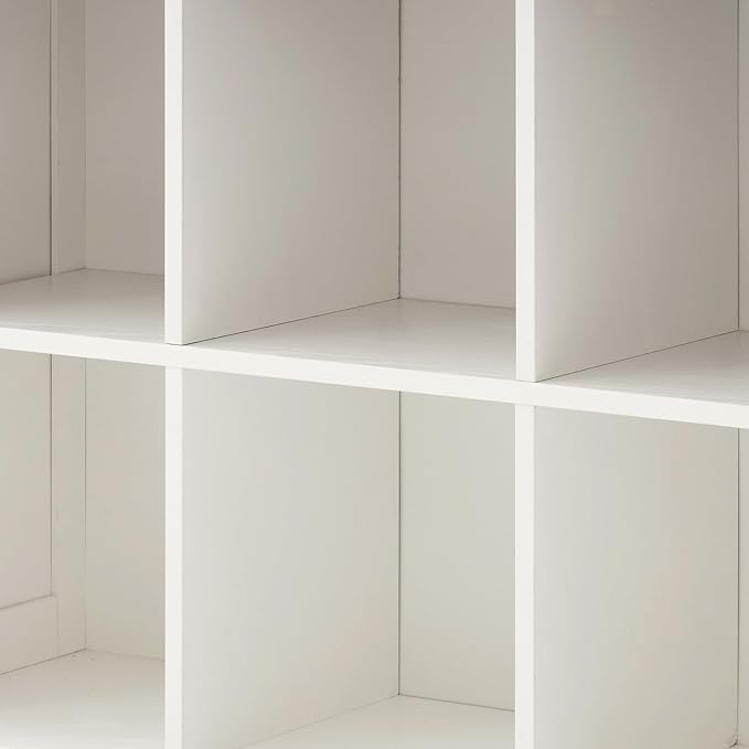 6 Cube Storage Organizer, 2 Tier Bookshelf for Living Room, Farmhouse Bookcase with Led, Kids Toy Storage Cabinet, Wall Cubby Shelves for Home Decor, Wood Display Cabinet for Bedroom, White