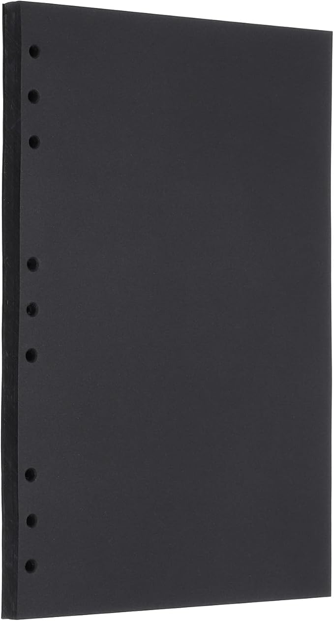 PATIKIL B5 Refill Paper, Unlined Blank Kraft Paper Refillable 9 Hole Filler Inserts Loose Leaf Paper for 9 Ring Binder, 80 Sheets/160 Pages, Black