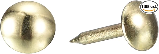 uxcell Upholstery Tacks Nail Pins Furniture, 1000Pcs 6.4x13mm Thumb Tack Pins Assortment Kit Carbon Steel for Home Sofa DIY Decorative Nail Heads Nails, Gold