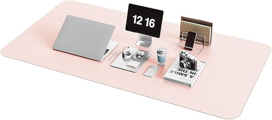 YSAGi Non-Slip Leather Desk Pad XL Size, Waterproof Laptop Computer Desk Keyboard Mat, Table Protector Blotter Mat, Large Mouse Pad for Office/Work/Home/Decor(Pink, 47.2" x 23.6")-No Band