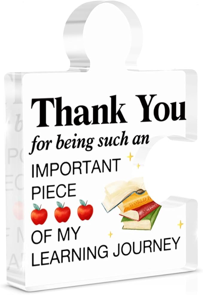 Teacher Appreciation Gifts, Teacher Gifts for Women Men, Thank You Teachers Day Graduation Christmas Gift for Teachers Study Partner Acrylic Puzzle Piece Desk Decorative Sign for Home Decor