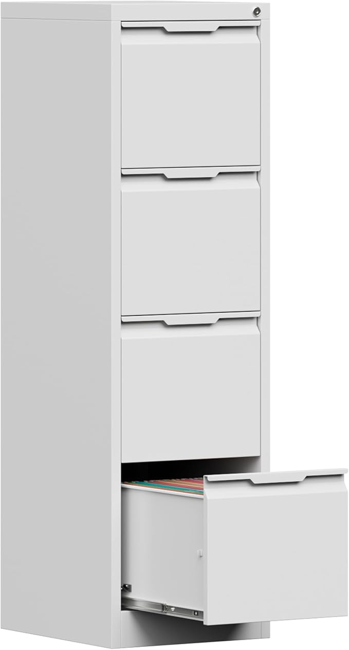 4-Drawer Metal File Cabinet with Lock,Steel Printer Stand with Storage for Home Office,Vertical Filing Cabinet for Legal/Letter/A4 Files,Assembly Required