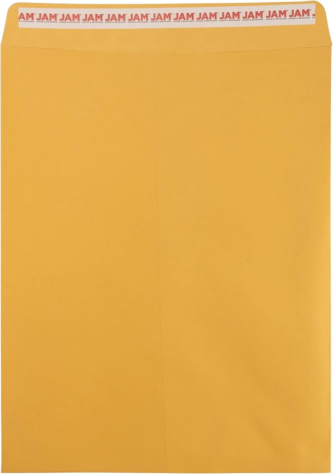 JAM PAPER 12 x 15 1/2 Open End Catalog Recycled Envelopes with Peel and Seal Closure - Brown Kraft - Bulk 250/Box