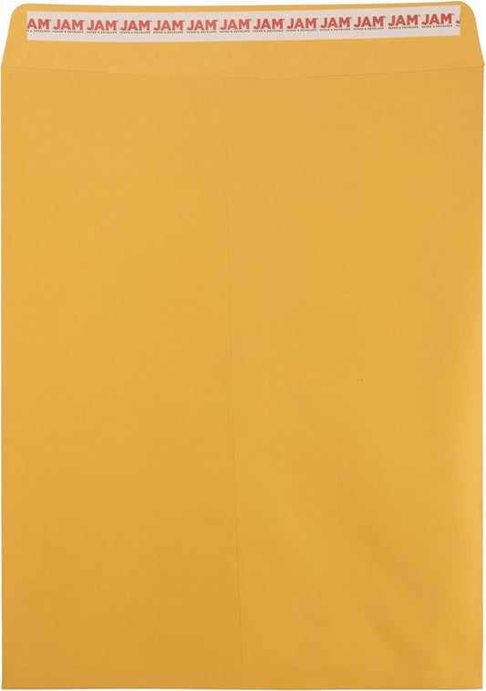 JAM PAPER 12 x 15 1/2 Open End Catalog Recycled Envelopes with Peel and Seal Closure - Brown Kraft - 50/Pack