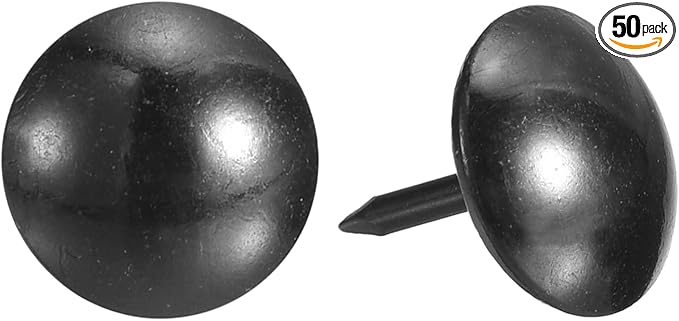 uxcell Upholstery Tacks Nail Pins Furniture, 50Pcs 11x13mm Thumb Tack Pins Assortment Kit Carbon Steel for Home Sofa DIY Decorative Nail Heads Nails, Black