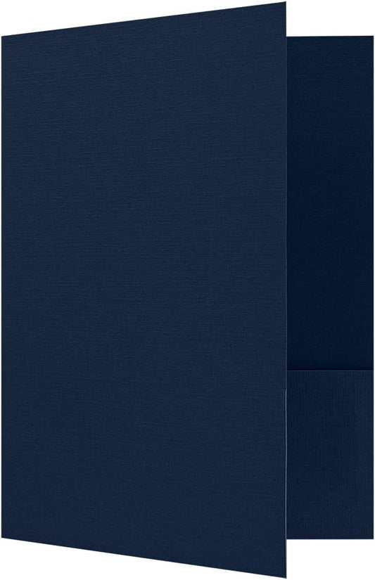 LUXPaper 9" x 12" Presentation Folders | Two Pocket | Nautical Blue Linen | 100lb. Cover | 10 Qty