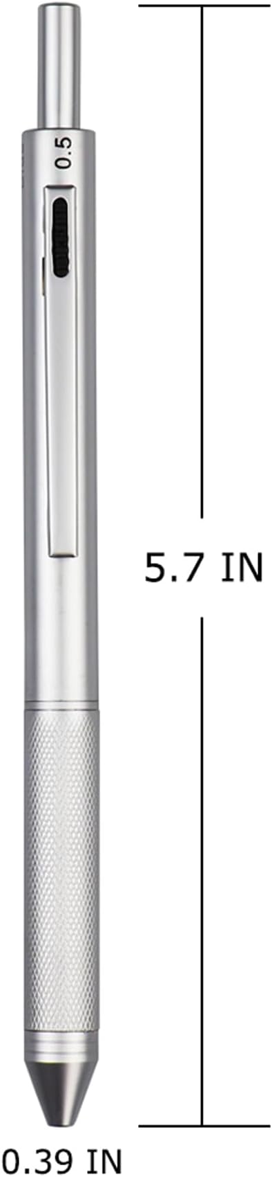 DUNBONG 4 in 1 Multicolor pen, Metal Cased Multifunction Pen, 0.5mm Mechanical Pencil, Red Ball Pen, Blue Ball Pen and Black Ball Pen (Silver)