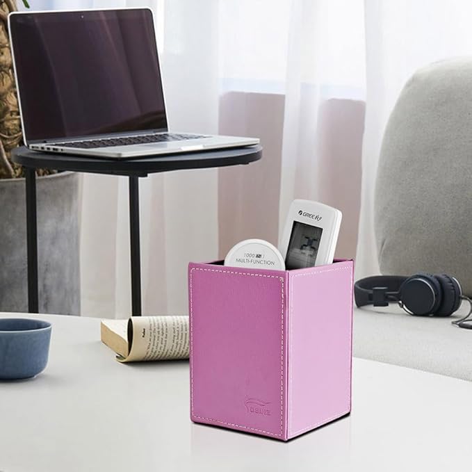 Pen Pencil Holder Cup Container PU Leather Desk Organizer Stand Decor Brush Scissor Holder Decoration Office Desk Home School