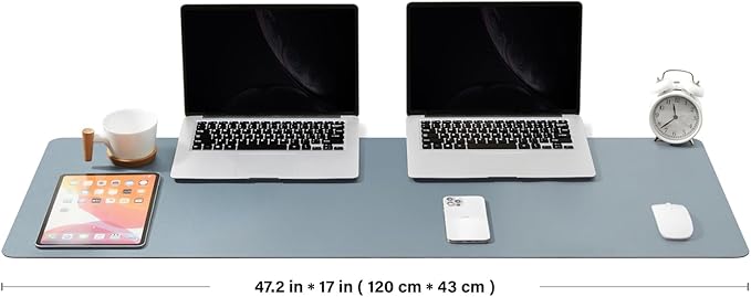 Large Cork Desk Mat - 47.2"x 17" Desk Pad for Office and Home - Ideal for Large Mouse Pad and Desk Mats on Top of Desks(Light Blue)