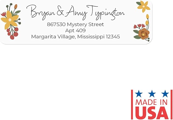 Retro Floral Rolled Address Labels/Roll of 250 Personalized Return Address Labels/Designer Return Address Stickers in Elegant Plastic Dispenser