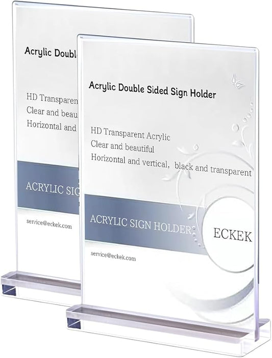 2 Pack Acrylic Sign Holder Menu Displays Double Sided Sign Stand A4/A5/A6 Clear (Transparent Vertical A4 210×297mm/8.27×11.69 inches)