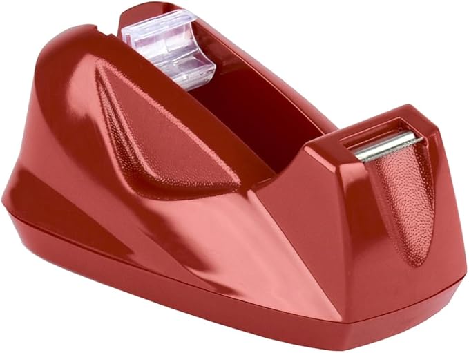 Acrimet Premium Desktop Tape Dispenser, Plastic, Non-Skid Base (Heavy Duty) (Red Color)