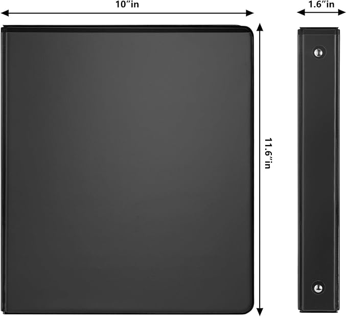 COMIX Sturdy 3 Ring Binder 1 inch with Clear View Cover, 1" Round Ring View Binder, PVC-Free, 200 Sheets Capacity of US Letter Size Paper, Office ＆ School Supplies, 6 Pack (Black)