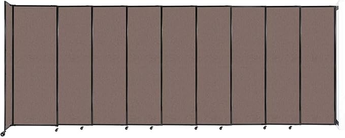 Wall-Mounted Sliding StraightWall Room Divider | Adjustable Widths | Locking Wheels | Room Separator | Up to 19'9" Wide x 7'6" Tall Latte Fabric Panels