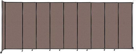 Wall-Mounted Sliding StraightWall Room Divider | Adjustable Widths | Locking Wheels | Room Separator | Up to 19'9" Wide x 7'6" Tall Latte Fabric Panels