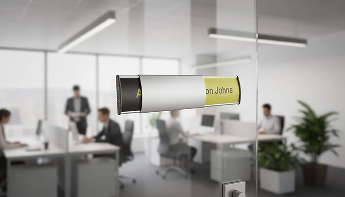 Set of 3, SLIDER SIGN HOLDER FOR DOOR OR WALL MOUNT NAME PLATE FRAME DISPLAY CURVATURE PLAQUE SILVER ALUMINUM 8.0" W x 2.36" H