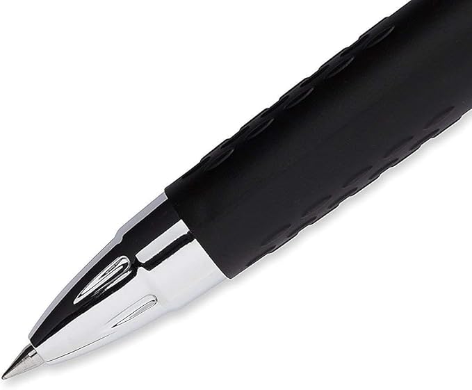 Signo 207 Roller Ball Retractable Gel Pens, Bold Point (1.0mm), Black Ink, 3 Count, Bundle with Plastic Reusable Pouch