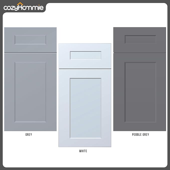 Shaker Style Grey RTA Base Drawer Cabinet by Solid Wood for Kitchen, Bathroom, Bedroom or Office with 3 Drawers and Soft Close (30" W x 24" Depth x 34-1/2" H)