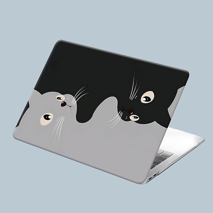 KEROM Compatible for MacBook Air 13 inch Case 2021 2020 2019 2018 M1 A2337 A2179 A1932, MacBook Air M1 Case, Cute Aesthetic Protective Plastic Hard Shell & Keyboard Cover, Two Cats