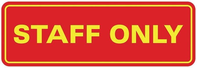 All Quality Standard Staff Only Wall or Door Sign | Easy Installation | Office Workplace Signs | Enhanced Security ‌ - Red/Yellow - Medium (1 Pack)