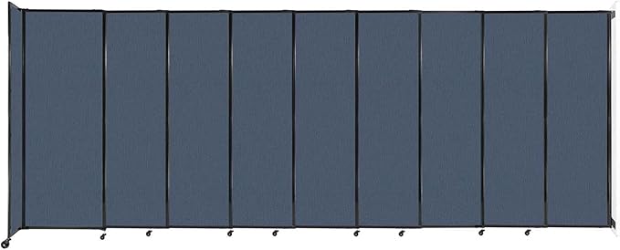 Wall-Mounted Sliding StraightWall Room Divider | Adjustable Widths | Locking Wheels | Room Separator | Up to 19'9" Wide x 7'6" Tall Ocean Fabric Panels