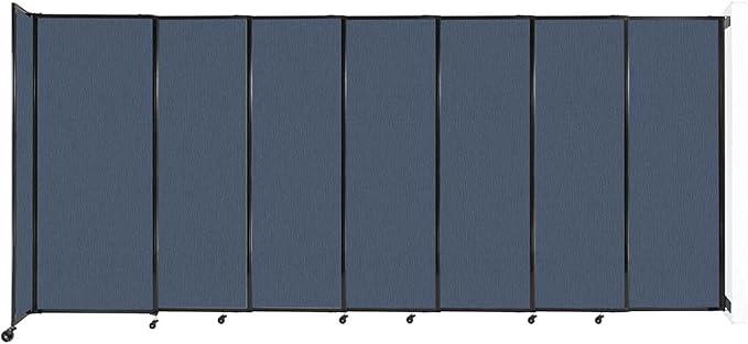 Wall-Mounted Sliding StraightWall Room Divider | Adjustable Widths | Locking Wheels | Room Separator | Up to 15'6" Wide x 6'10" Tall Ocean Fabric Panels